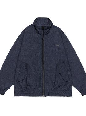 IEID春秋季美式复古教练服翻领夹克男大码宽松廓形潮流立领外套