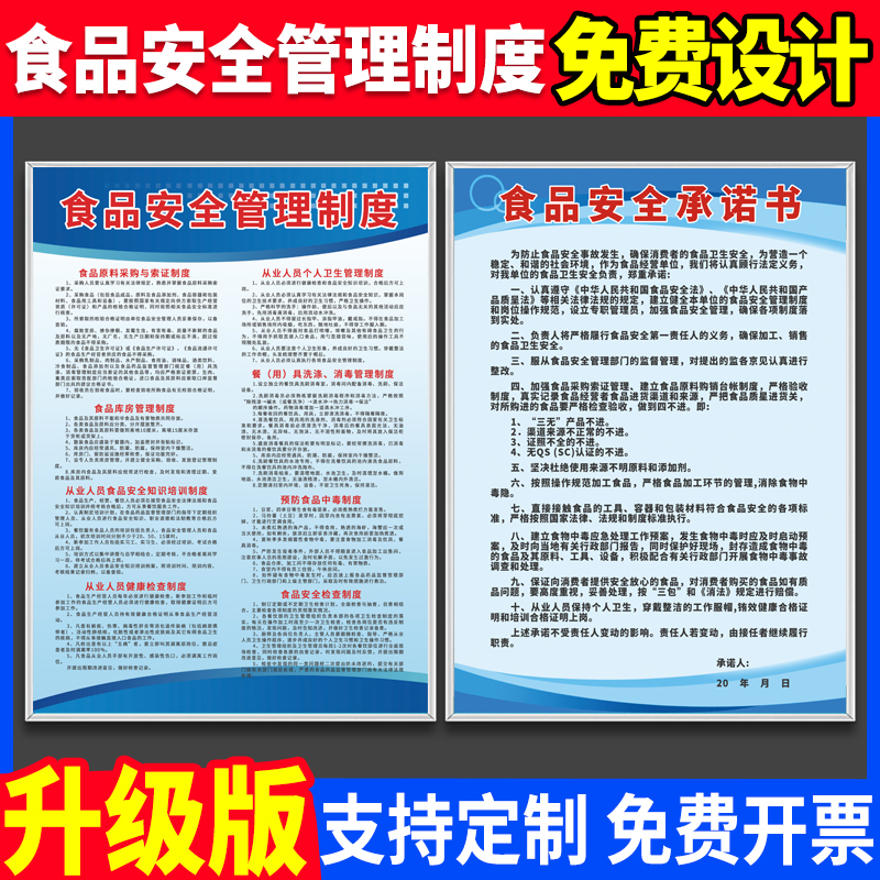 餐饮业食品厂标识牌制度KT板