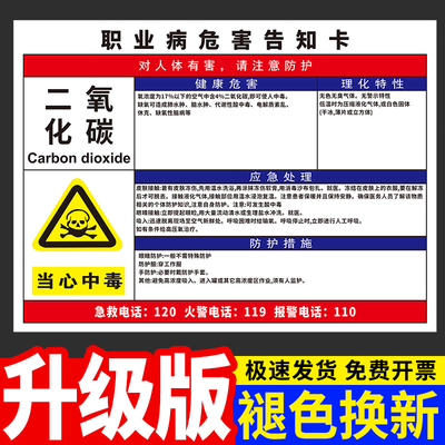 二氧化碳职业病危害周知卡定制做