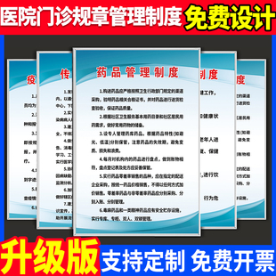 医院门诊规章管理制度牌诊所药房急诊制度上墙标识牌挂牌药品医务人员工作提示牌警示牌宣传画挂图墙贴纸定制