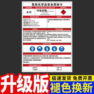环氧树脂危险化学品安全周知卡危险源告知牌危化品危险废物管理标识牌二甲苯电离辐射油漆天然气安全警示牌