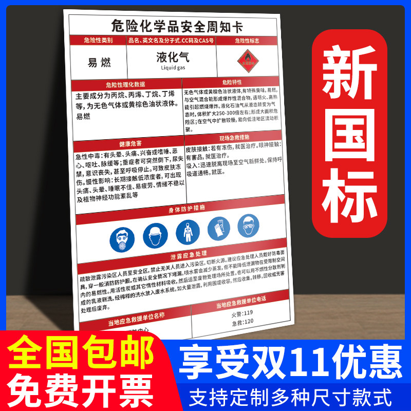 液化气危险化学品安全周知卡