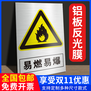 易燃易爆警示标识牌铝制警告牌仓库施工地严禁烟火禁止吸烟非工作人员禁止入内限速行驶必须穿工作服标牌定制