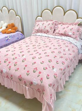 花边床盖四季通用床单床罩大尺寸双人床裙三件套含花边230*240