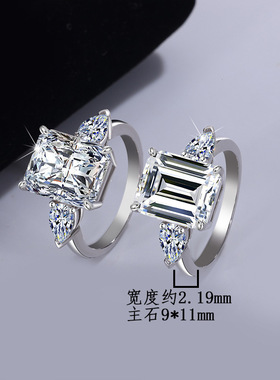 S925银莫桑石雷迪恩切戒指5 克拉豪华超闪异形钻女戒