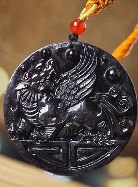 超值南非黑色疗愈貔貅大圆牌吊坠