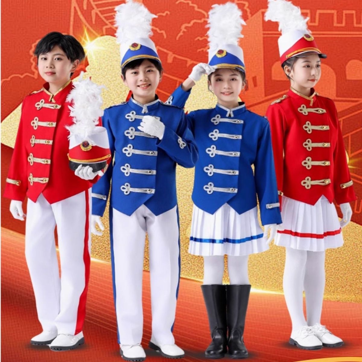 新款幼儿园儿童仪仗队中小学生鼓号队升旗服装管乐队礼服中小学生