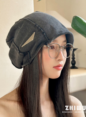 ZHIWU~日系慵懒风搭配~春秋冬季氛围感针织帽女复古堆堆帽套头帽