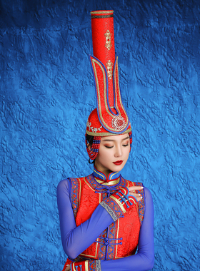 蒙古族女士成人儿童走秀少数民族演出帽子头饰蒙古袍摄影写真服饰
