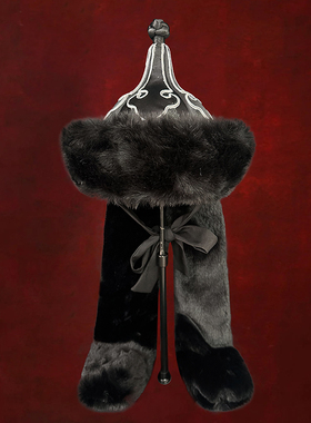 蒙古族风雪黑色毛毛帽子成人舞蹈演出民族头饰男孩王爷帽日常佩戴