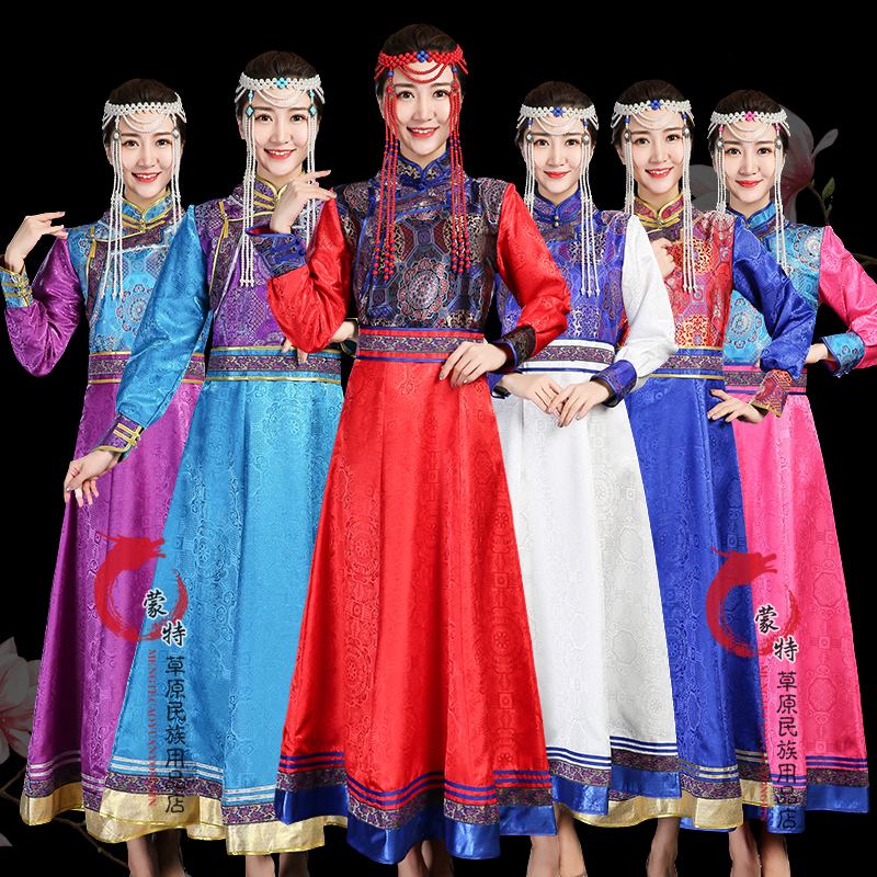 2022新款女士蒙古袍少数民族风演出服内蒙古民族服饰蒙古礼仪盛装