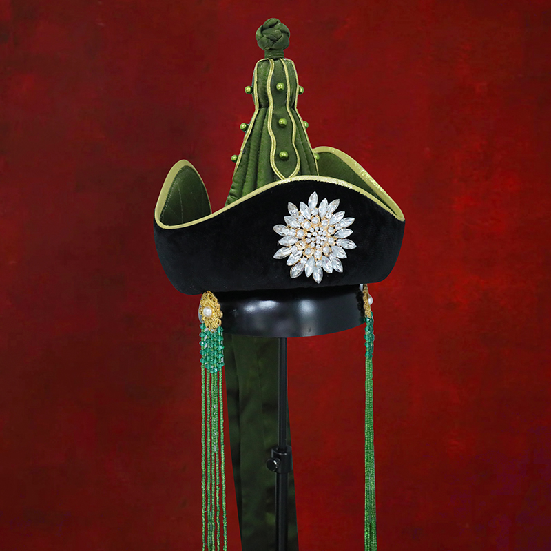 绿色女成人民族风摄影尖顶高流苏头饰蒙古舞蹈演出高端发饰额饰帽