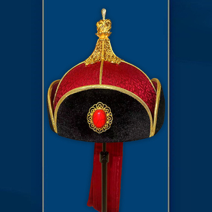 男士成人蒙古尖顶帽子草原王爷大汗头饰辫子摄影写真服饰元朝贵族