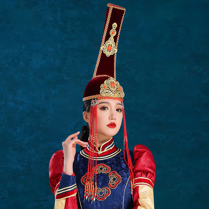 蒙古女士珠珠帽子内蒙古少数民族风额链子发饰品帽饰摄影蒙式妆造