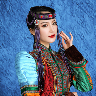 蒙古族高端时尚精致女成人儿 童帽子舞蹈头饰女民族风古风服饰