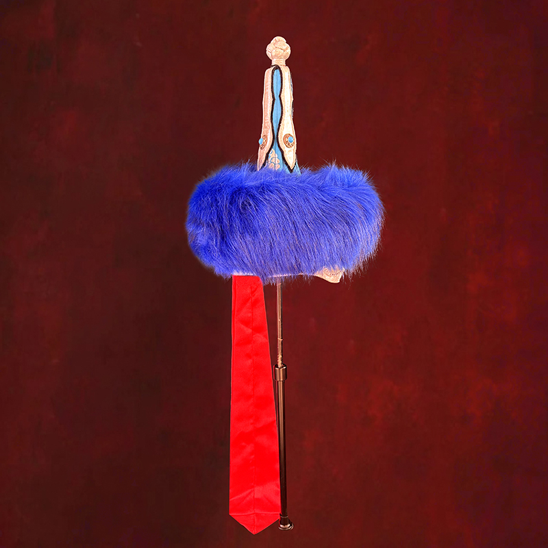 蒙古女士蓝色流苏帽子内蒙古民族舞蹈演出高端婚礼走秀头饰品