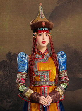 蒙古族女士棕色帽子流苏内蒙古舞蹈演出草原旅拍婚礼日常走秀帽子