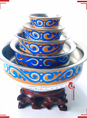 蒙古仿银碗奶茶敬酒碗蒙古族工艺品彩绘银色顶碗舞蹈碗道具碗酒具