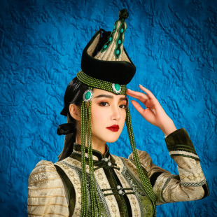 蒙古族婚礼舞蹈走秀演出帽子异域风情少数民族风情头饰额饰高筒帽
