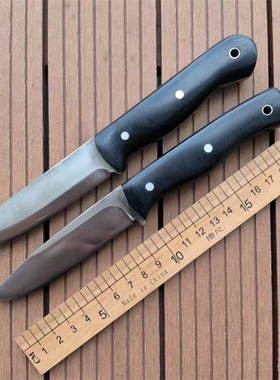 北欧雷胖子户外手工蛤刃进口山特维克14C28N刀刃米卡塔手柄小直刀