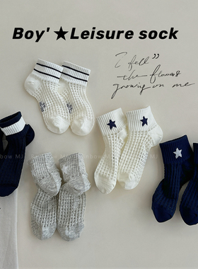 男童袜子夏季薄款透气网眼袜儿童韩ins运动学生潮袜夏天无骨短袜