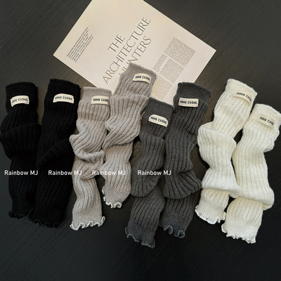 女童袜套秋冬季儿童韩版ins布标堆堆袜套女孩秋季花边长筒袜套冬