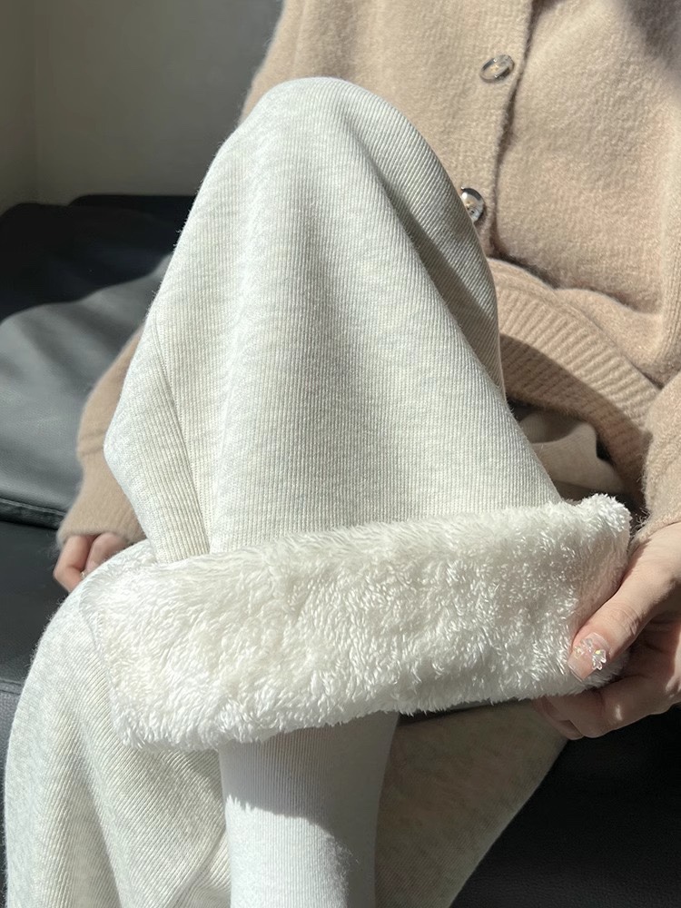 休闲加绒加厚高腰秋冬季羊羔绒