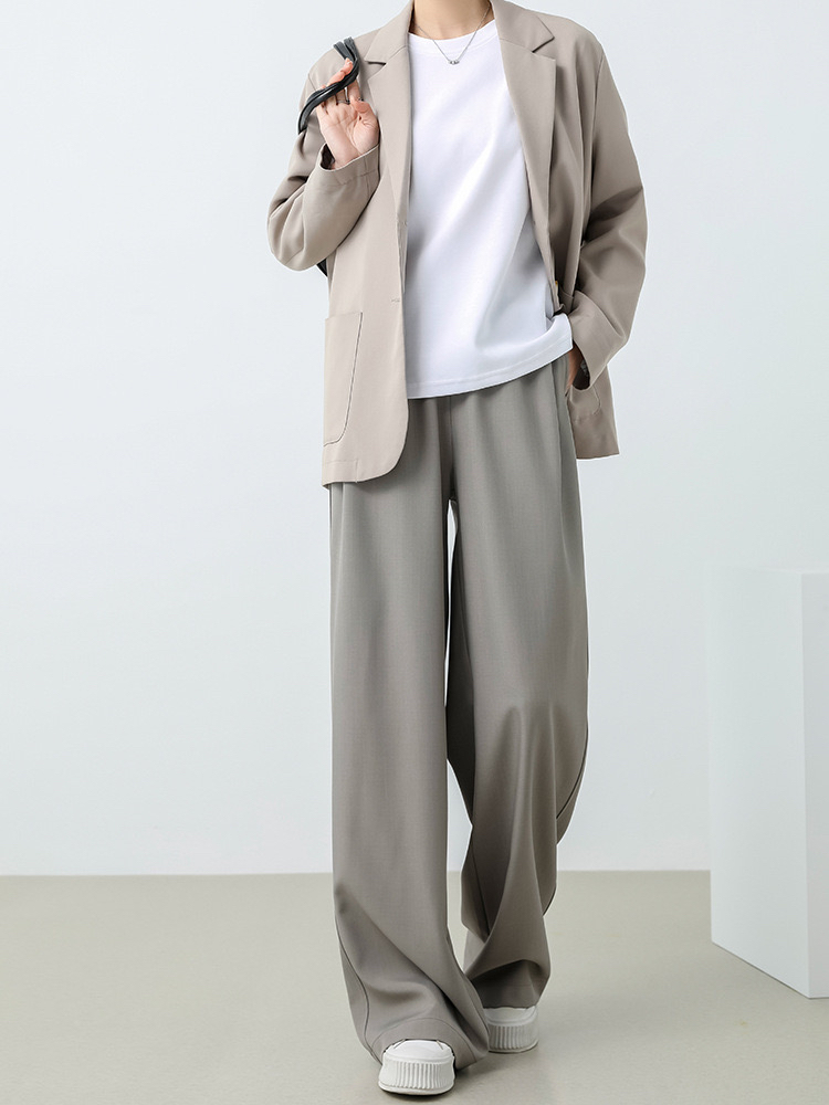 高腰直筒西装裤女春季2025年新款垂坠感休闲小个子西裤阔腿长裤子