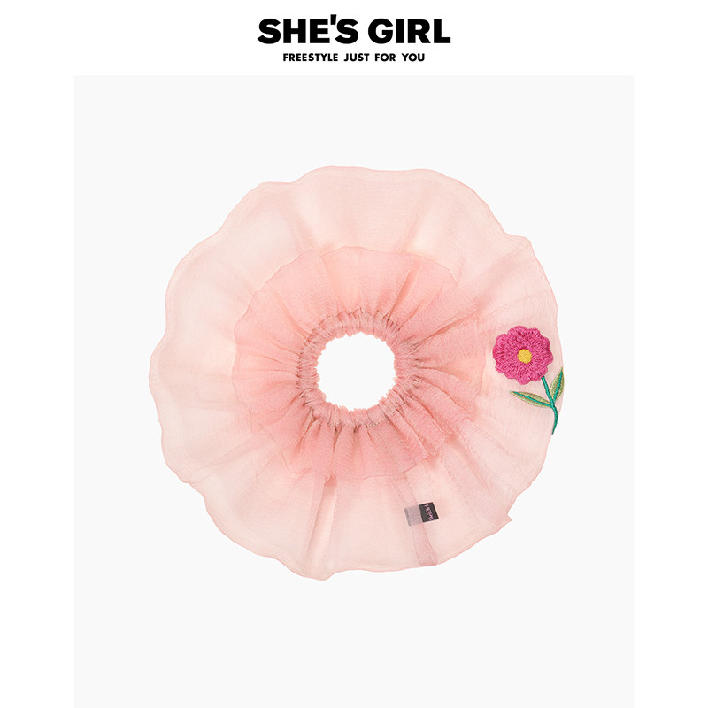 shesgirl茜子原创设计梦幻花廊刺绣花朵发圈盘发大肠发绳发饰