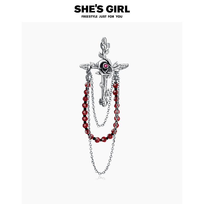 shesgirl茜子原创哥特风双层吊坠十字架胸针胸花配饰