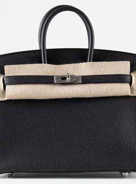 【BIGWIG】全手工原厂工艺进口togo牛皮黑色birkin25铂金包银扣