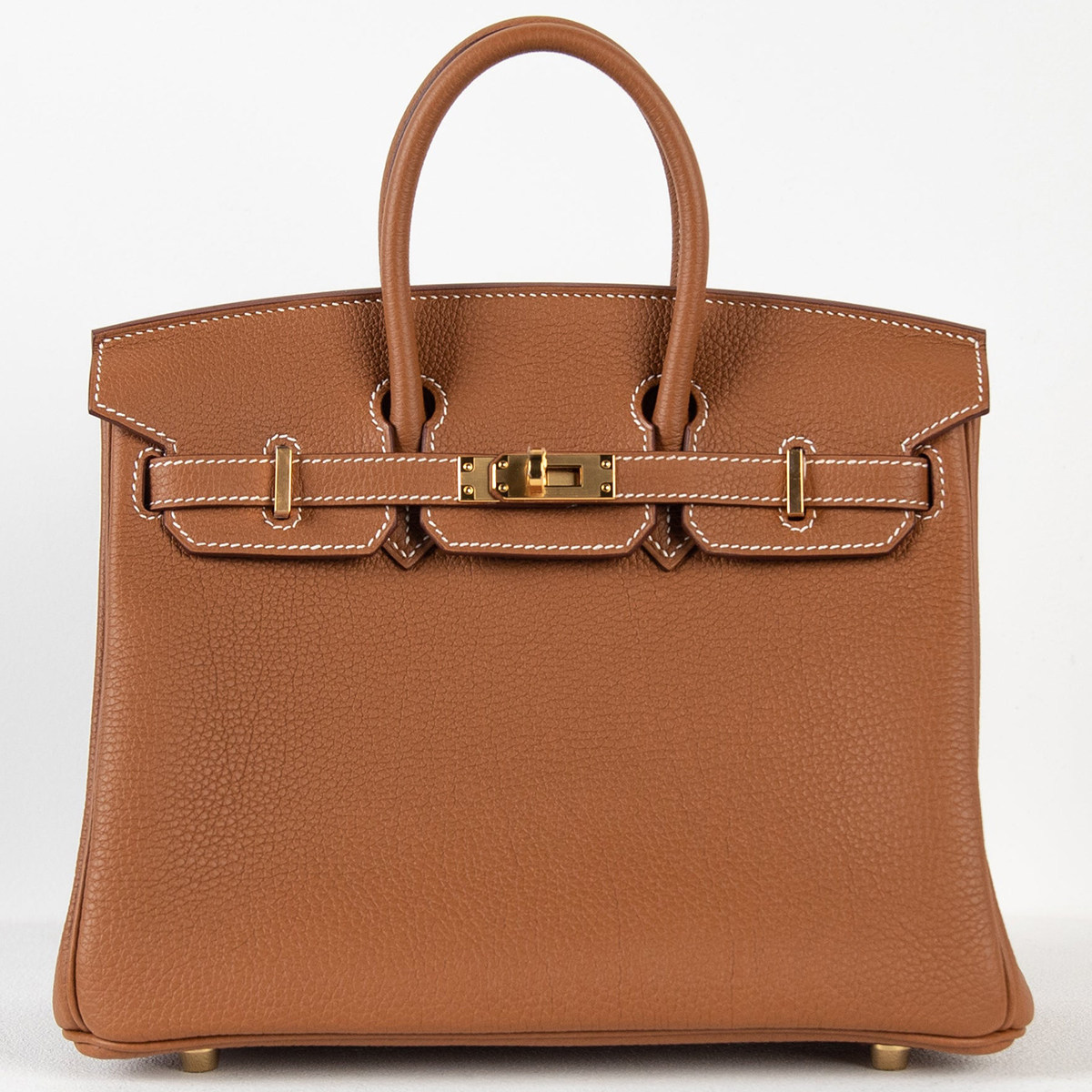 【BIGIWIG】全手工马鞍蜡线手缝birkin25金棕色进口togo皮铂金包