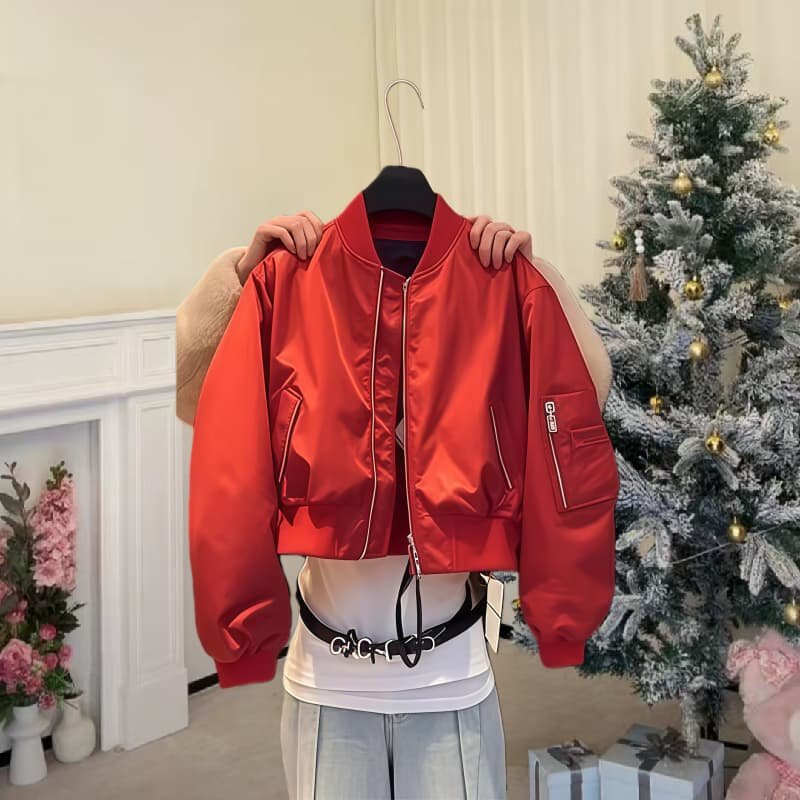 休闲短款红色棒球服夹克外套女小个子独特漂亮初春2026超火本命年