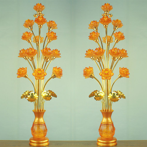 七彩琉璃水晶莲花灯佛前供灯佛堂