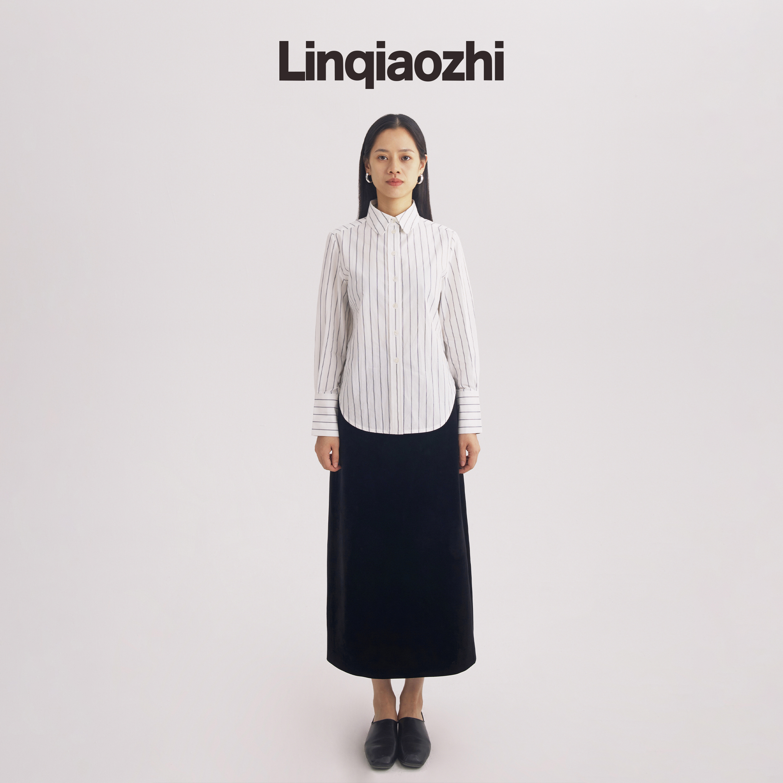 林乔芝修身优雅长袖棉