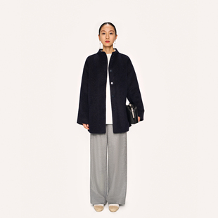 新款 气质阔腿裤 灰色毛呢直筒裤 裤 女休闲羊毛西装 林乔芝2025年冬季