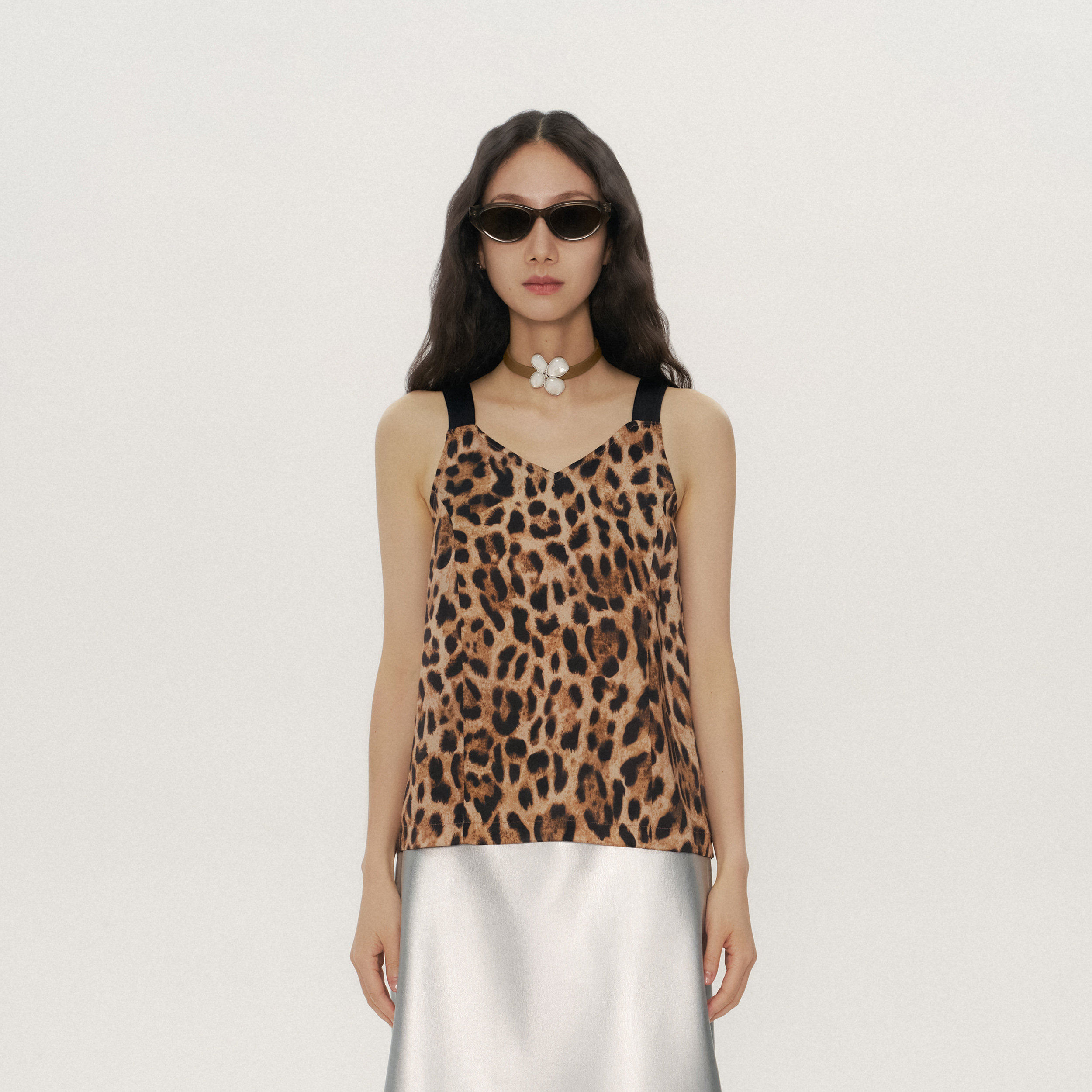 性感知性豹纹无袖上衣女