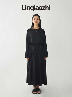 【断码清仓微瑕】半身裙褶皱半裙显瘦百搭女士a字黑色