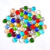 200个玻璃扁珠子金鱼缸水族造景彩色石头七彩玻璃石家装 包邮 彩石