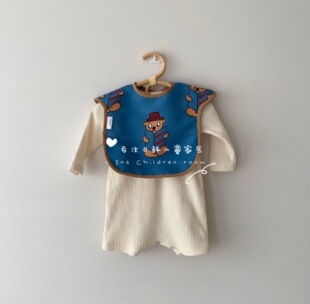 INS风韩国读报小熊防水防油儿童围兜宝宝围嘴防脏衣可折叠易清洗