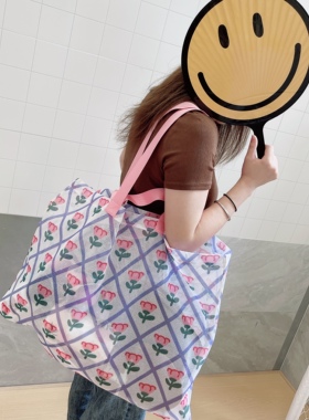 出口韩国郁金香超大轻网纱妈咪包健身露营游泳电脑亲子包购物袋
