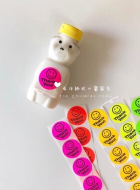 INS韩国儿童玩具贴微笑表情贴纸食物封口贴礼品包装贴手机装饰贴