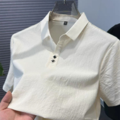 男短袖 夏季 男士 棉麻复古仿麻纯色polo衫 宽松翻领t恤半袖 上衣服潮