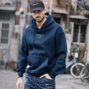 秋冬季美式复古重磅连帽卫衣男加绒加厚新款潮流百搭宽松纯棉外套