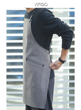 Virgo 高端奶茶店工作咖啡师烘焙店服务员男女帆布围裙定制logo