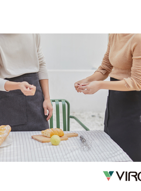 Virgo黑色灰色半身围裙咖啡师餐厅工作围裙烘焙酒吧纹身定制logo