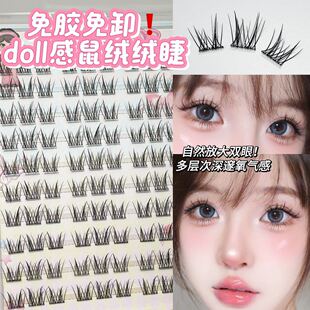 蜜小盒免胶鼠绒绒浓密卷翘大容量假睫毛上镜漫画doll感分段式浓颜