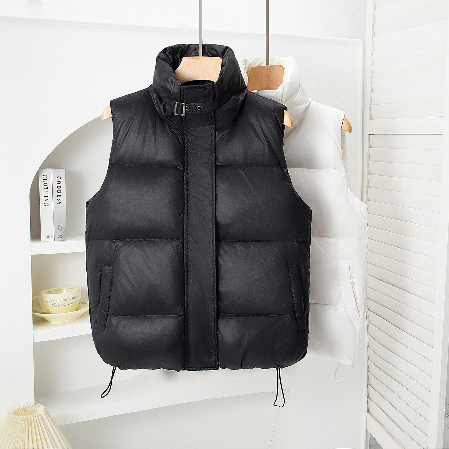 秋冬羽绒马甲女90白鸭绒羽绒服宽松坎肩立领背心外穿韩版马夹外套