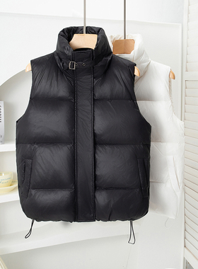 秋冬羽绒马甲女90白鸭绒羽绒服宽松坎肩立领背心外穿韩版马夹外套