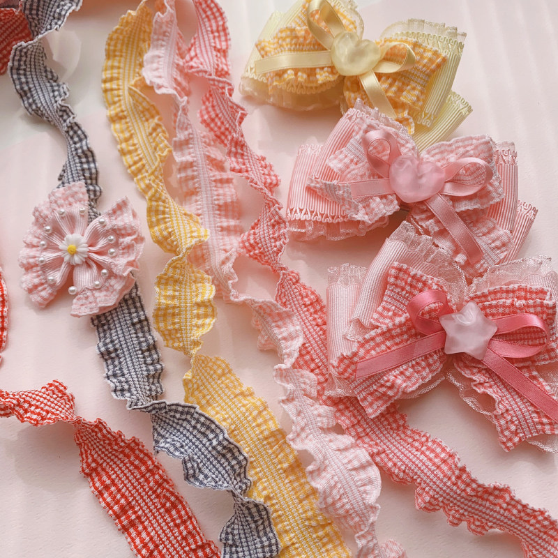 5cm格子松紧带 手工蝴蝶结diy发饰材料花边辅料丝带发饰配件